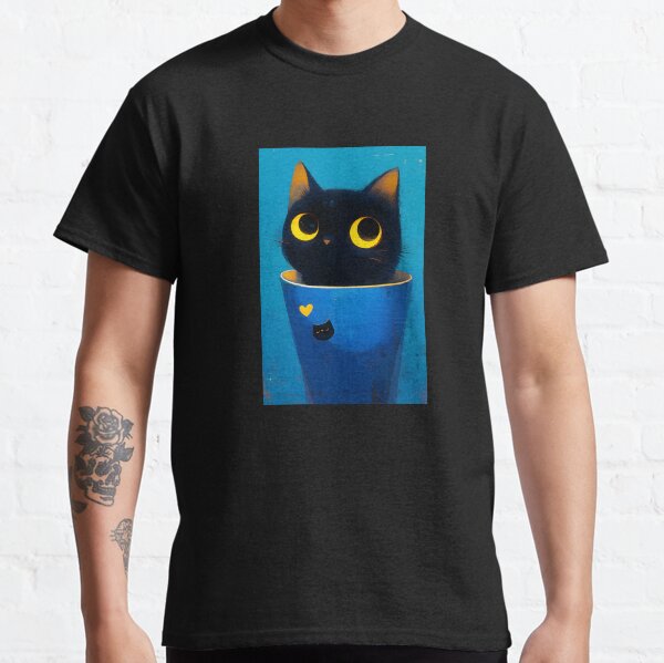 Cute Black Cat Sitting In Flowerpot Classic T-Shirt