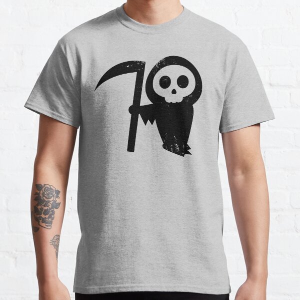 Cute Grim Reaper (black) distressed fun ironic death icon Classic T-Shirt
