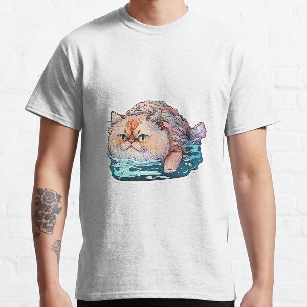 Cute fluffy Persian cat swimming Classic T-Shirt