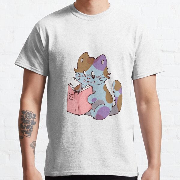 Blue cat reading book Classic T-Shirt
