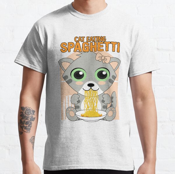 Cat eating spaghetti Classic T-Shirt