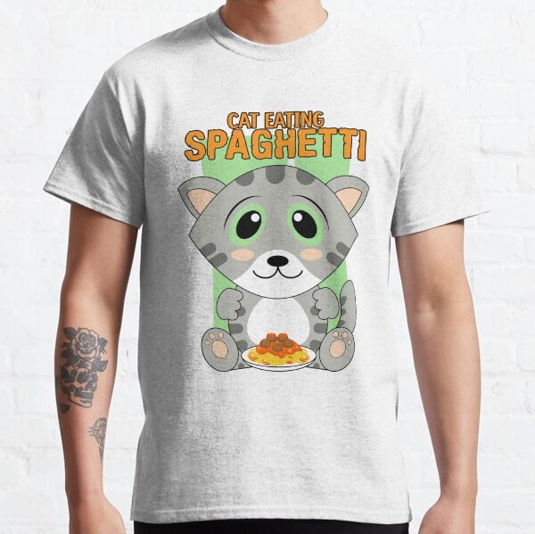 Cat eating spaghetti Classic T-Shirt