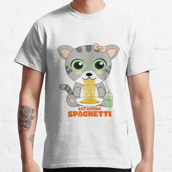 Cat eating spaghetti Classic T-Shirt