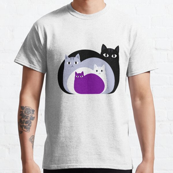 Cute Cat Paint Colorful Cat Asexual Flag Cat Classic T-Shirt