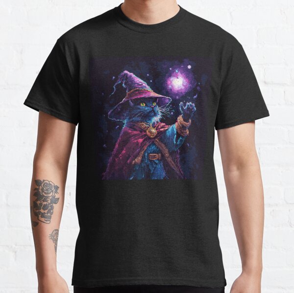 Cute Pixel Cat Wizard Classic T-Shirt