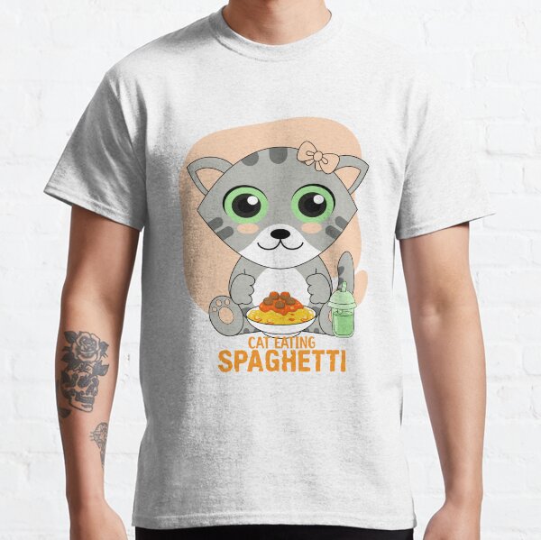 Cat eating spaghetti Classic T-Shirt
