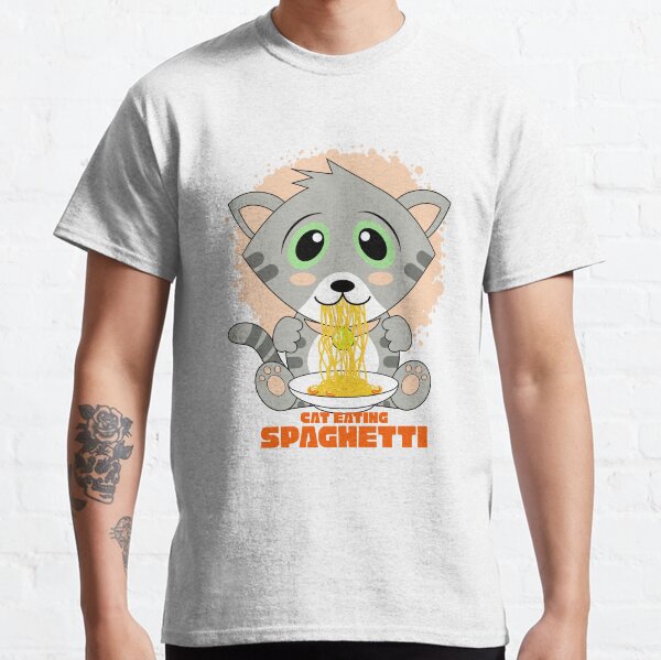 Cat eating spaghetti Classic T-Shirt