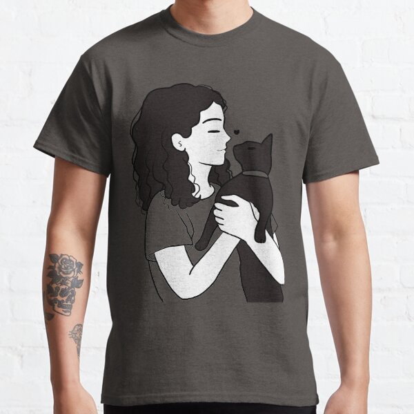 Cute girl holding black cat Classic T-Shirt