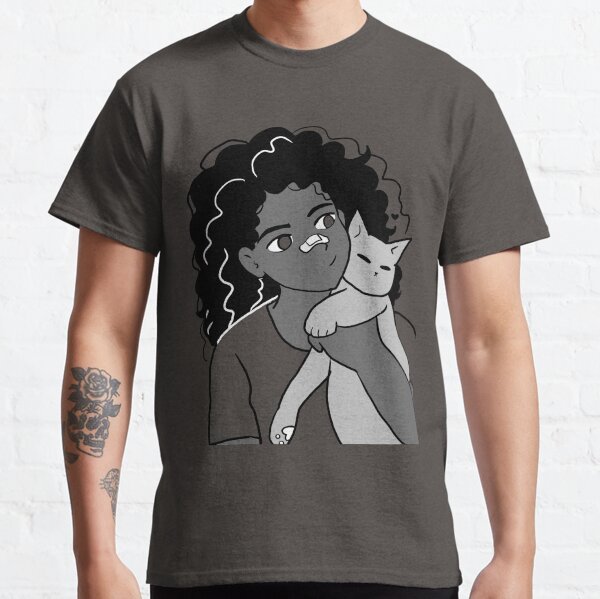 Cute girl holding gray kitten Classic T-Shirt