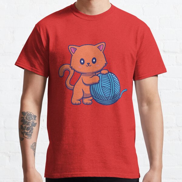 Orange Blob Cat with Ball Classic T-Shirt