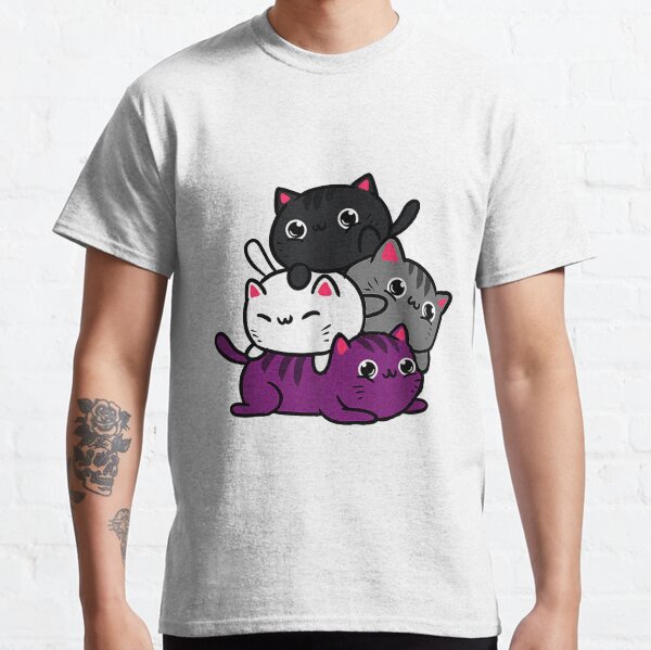 Cute Cat Paint Colorful Cat, asexual cat Classic T-Shirt