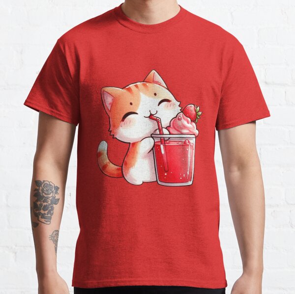 Kawaii cat with smoothie Classic T-Shirt