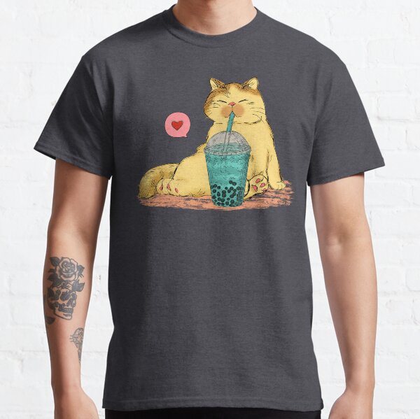 Cat drinking boba tea Classic T-Shirt