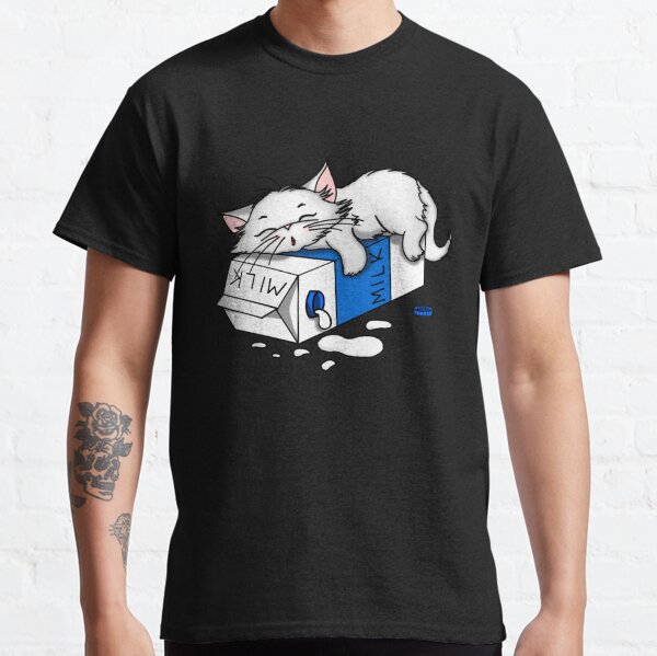 Cat Sleeping On A Bottle Of Milk  Classic T-Shirt
