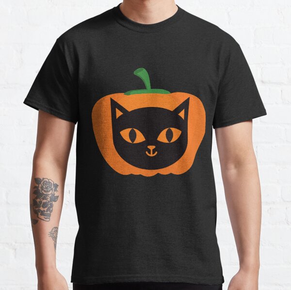 Funny Black Cat Pumpkin For Halloween Classic T-Shirt