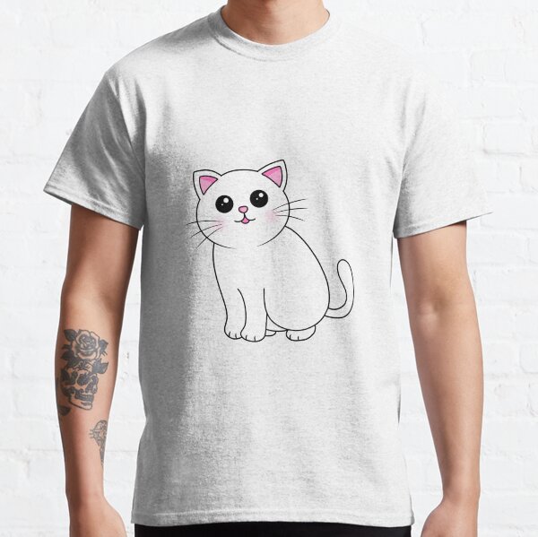 Cute little white cat with pink cheeks Classic T-Shirt