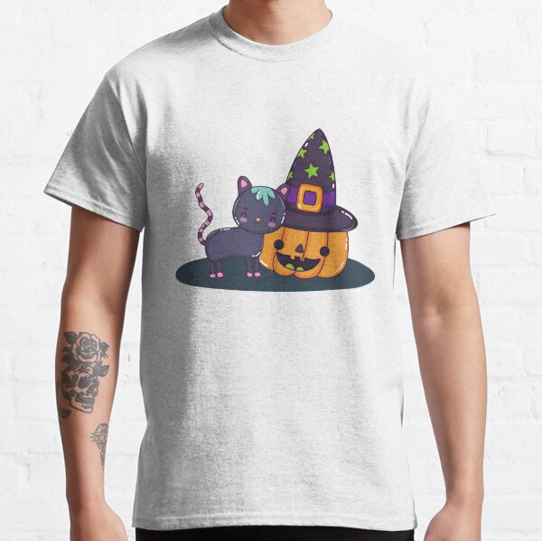Cute Cat Pumpkin Hat Halloween Classic T-Shirt