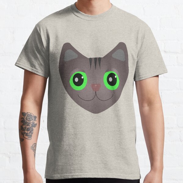 Happy Cute Grey Cat Face Classic T-Shirt