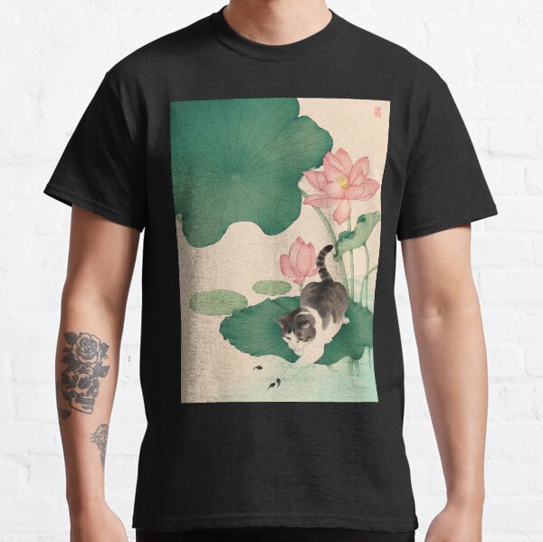 Cat Playing on Lotus Pad Classic T-Shirt