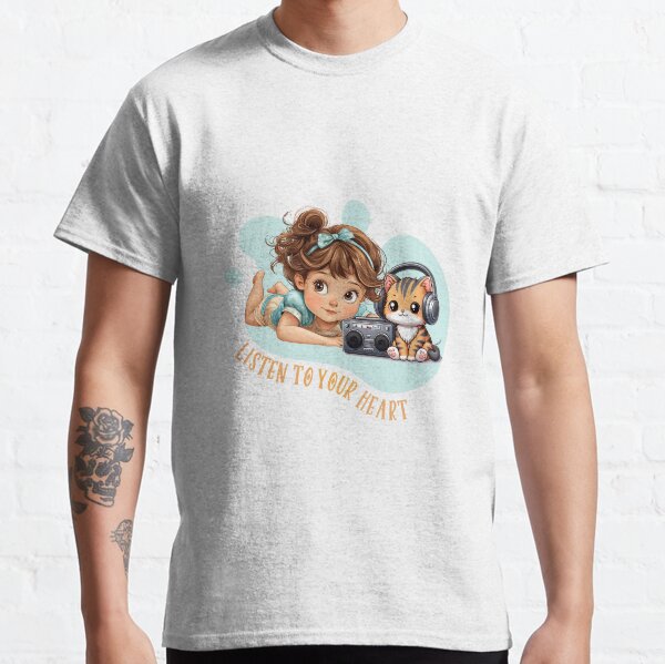 Adorable cat  Listen to your heart Meow! Classic T-Shirt