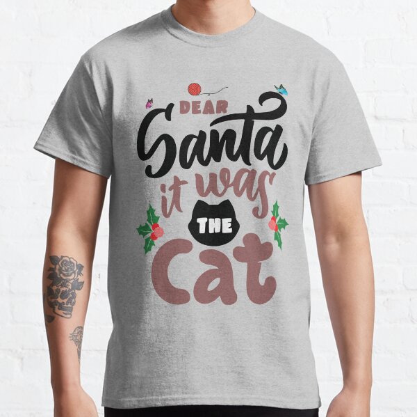 Merry Christmas quote with cat with butterfly Classic T-Shirt