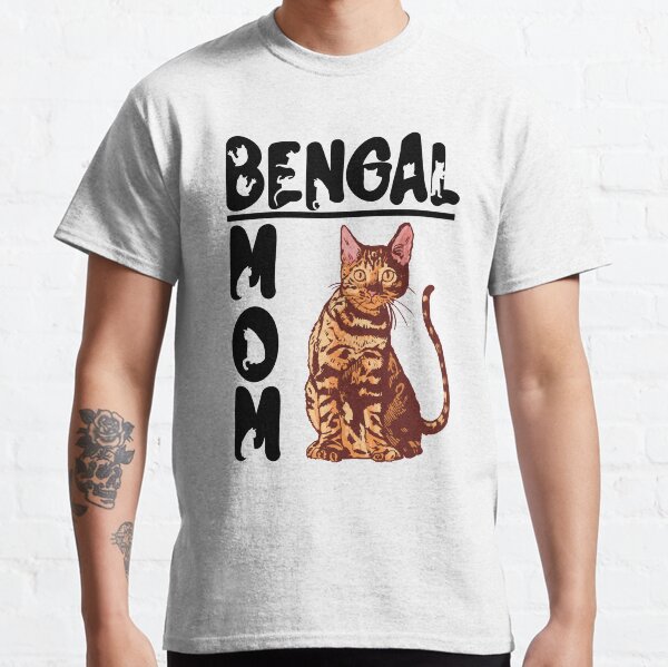 Bengal Cat Mom Black Text Design - Featuring Hand Drawn Bengal Cat Classic T-Shirt