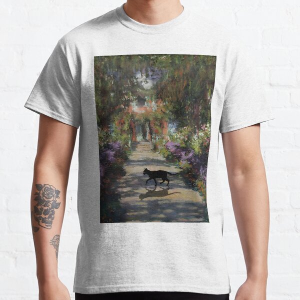 Black Cat Poster Monet Floral Landscape Classic T-Shirt