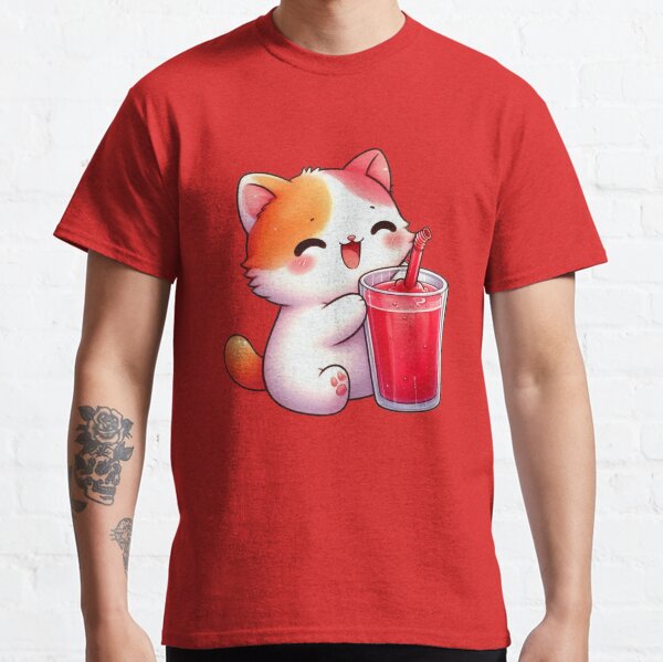 Kawaii cat with smoothie Classic T-Shirt