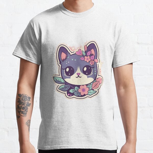 Kawaii Curious Cat Sticker Classic T-Shirt