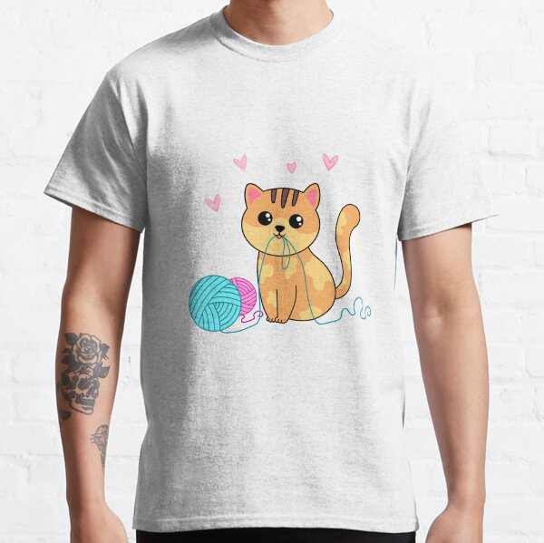 Cute Cat with Ball of Wool Designfunny and cute cat Classic T-Shirt