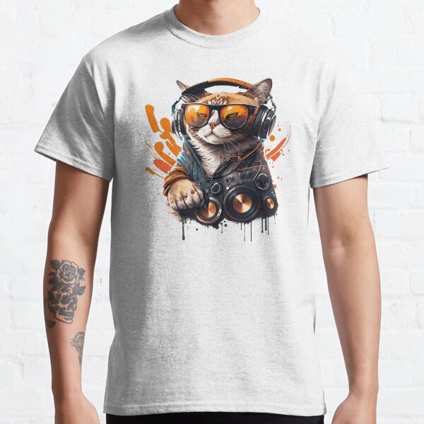Music Lover Cat with Headphones, cat DJ Classic T-Shirt