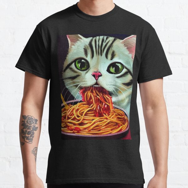 Cat Eating Spaghetti Classic T-Shirt