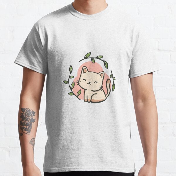 Cute cat and flowers Classic T-Shirt