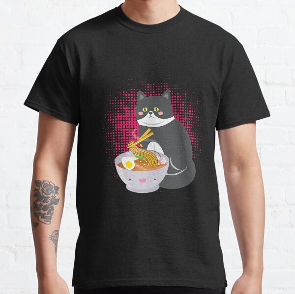 Charming Cat With Ramen Noodle Cute Classic T-Shirt