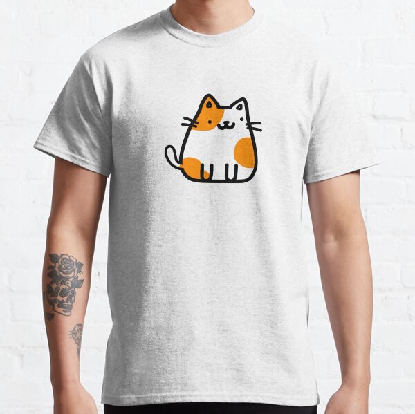 White and Orange Cute Cat Doodle,Orange Spots Cute Cat Doodle  Classic T-Shirt