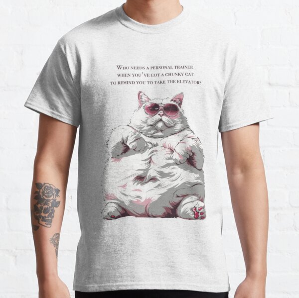 Cute fat cat A sweet rainbow collared kawaii cat Who needs a personal trainer when youve got a chunky cat to remind you to take the elevator? Classic T-Shirt