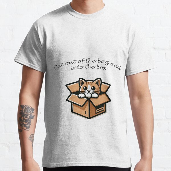 A cat that is out of the bag yet inside of a box Classic T-Shirt
