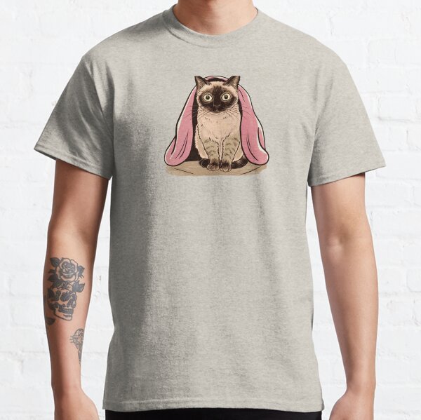 Siamese Cat Under A Pink Blanket Classic T-Shirt