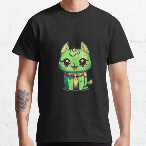 Cute Green happy childish Cat Classic T-Shirt