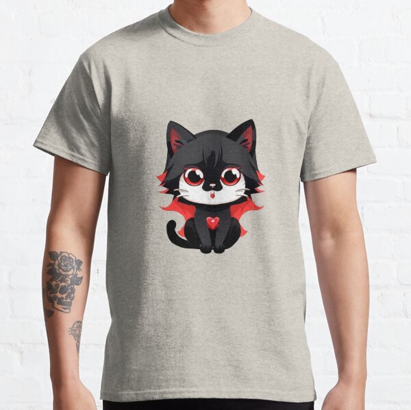 Black cat with red color Classic T-Shirt