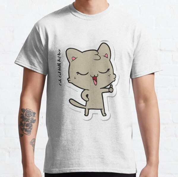 Cute Cat With Red Nose Classic T-Shirt