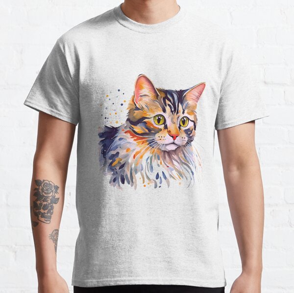 Cute Watercolor Cat Classic T-Shirt