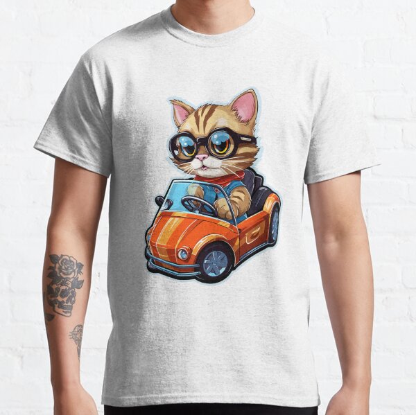Cute Cat In A Car - Cute Cat Sticker Classic T-Shirt