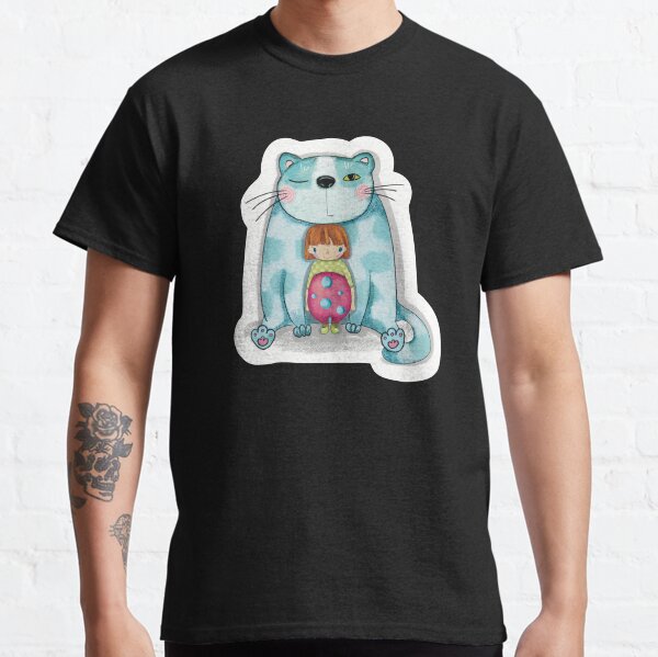 Cute Cat   Whimsical Cat  Big Cat and Little Girl  Classic T-Shirt