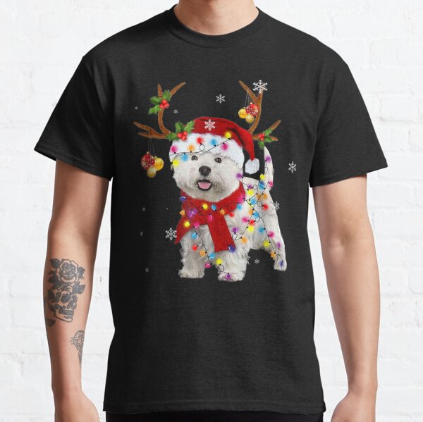Funny Westie Christmas Tee Reindeer Christmas Lights Pajama Classic T-Shirt