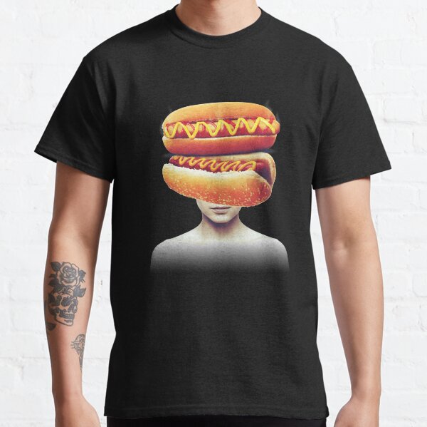 HotDog Head Portrait, minimalist food collage art Classic T-Shirt