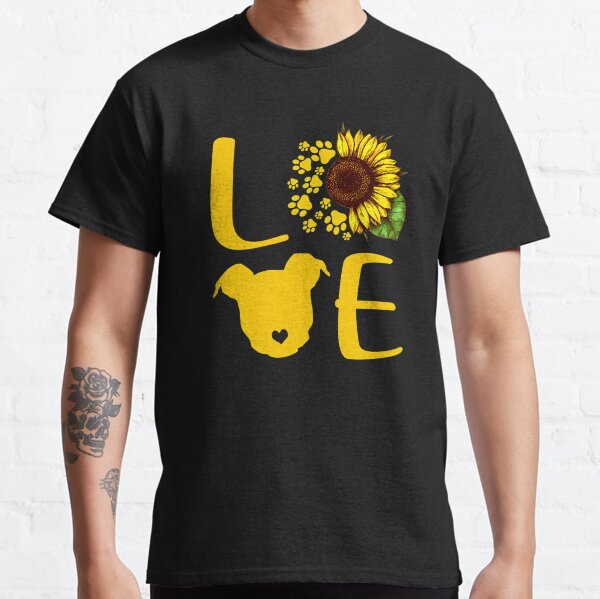 Love pitbull funny sunflower dog paw Classic T-Shirt