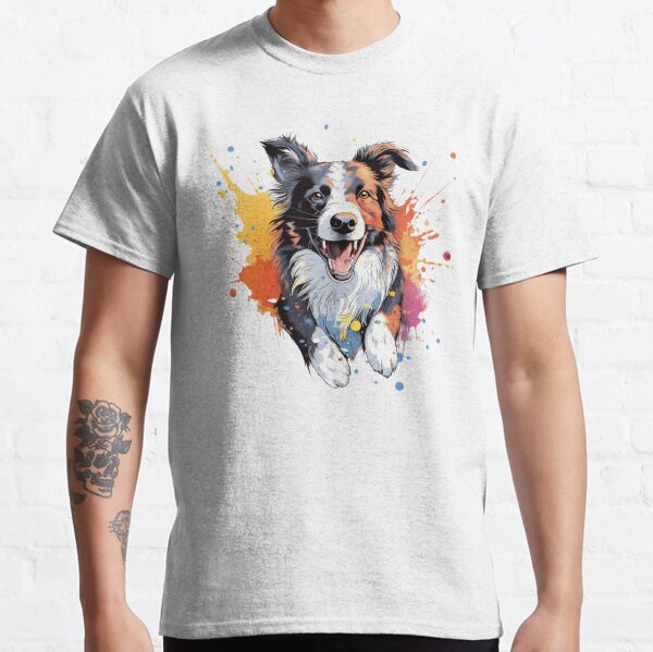 Agility border collie with colourful background Classic T-Shirt