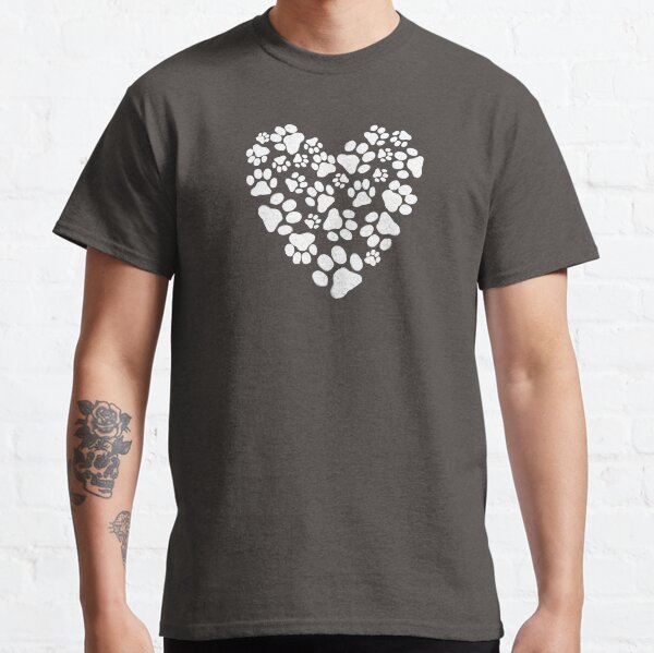 Pet Dog and Cat Paw Prints Heart Valentine Classic T-Shirt