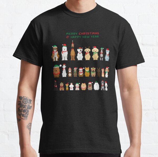 Dogs Wishing Merry Christmas and Happy New Year - A funny Xmas gift for a dog lover Classic T-Shirt